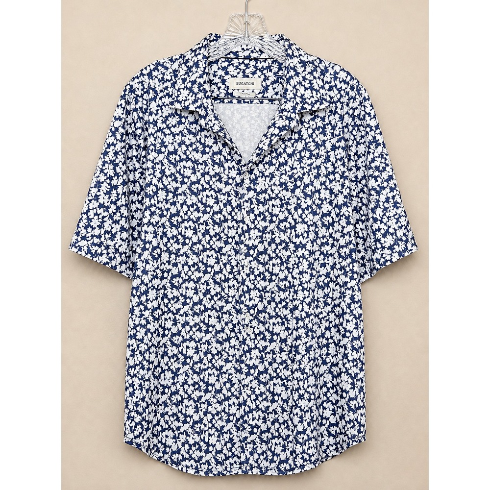 BUGATCHI classic fit floral short sleeve shirt Men's Size XXL